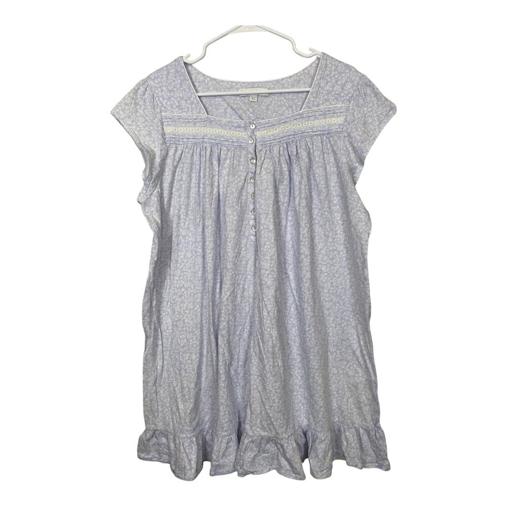 Eileen West Women Babydoll Nightgown Dress Traditional Floral Lilac White XL